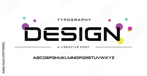 A creative typography design featuring a modern font with colorful accents on a white background