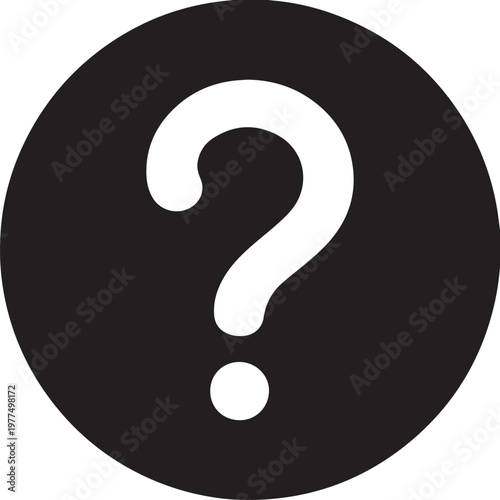 Black circle with white question mark icon symbol