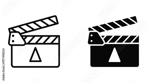 Two contrasting film clapperboards with different color schemes and styles