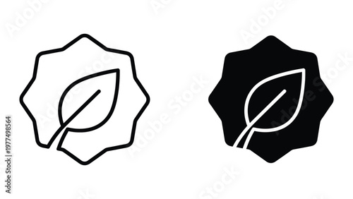 Contrasting geometric leaf designs in outline and filled styles