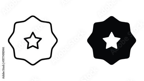 Contrasting geometric star shapes with different fill styles in a minimalist design