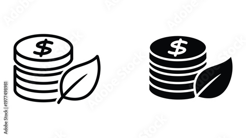 Contrast between traditional and sustainable financial growth illustrated with coins and leaves