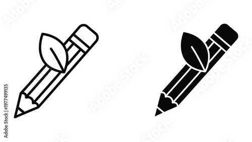 Contrasting pencil icons with different fill styles shown side by side.