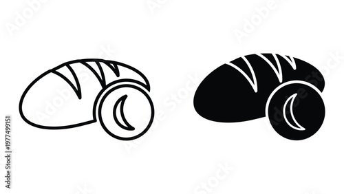 Contrast between a light outline and filled depiction of a snail with shell markings.