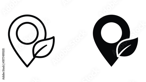 Contrasting map pins with leaf accents in different fill styles