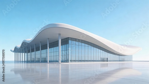 Modern Wavy-Roofed Glass Building