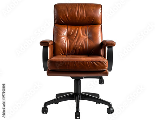 Plush, tufted brown leather executive office chair with adjustable features