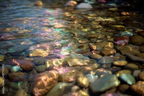 Wallpaper Mural Iridescent river rocks reflecting sunlight Torontodigital.ca