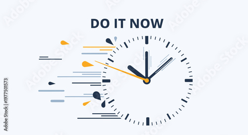 Urgency clock concept, do it now, fast time passing, deadline, speed, efficiency