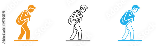 Two silhouetted figures with backpacks representing posture and burden