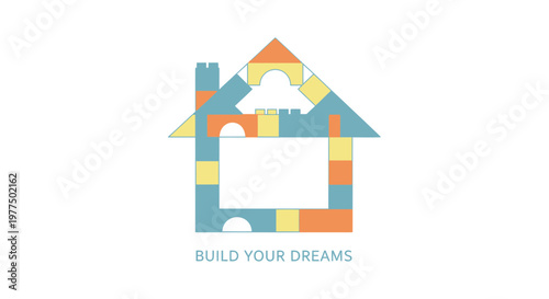 Building Blocks House Shape - Build Your Dreams Concept