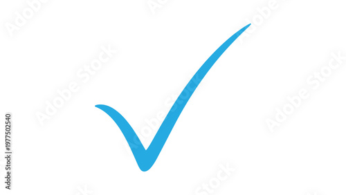 A blue checkmark symbol on a white background used for verification and confirmation