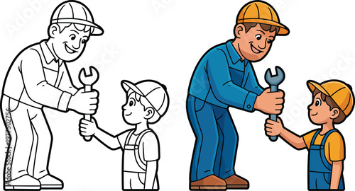 Professional Mentor Training Young Apprentice in Industrial Maintenance for Vocational Education Skills Development and Construction Career Technical Training Solutions