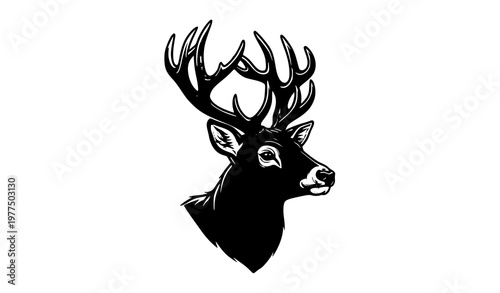 Deer head with antlers wildlife vector illustration majestic forest animal