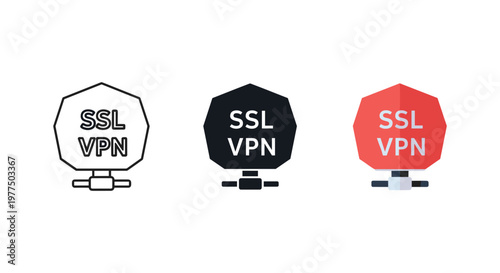 SSL VPN icons in white, black, and red