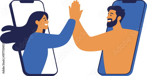 Boy and girl mobile call