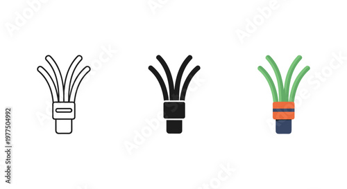 usb cable icons, wire connectors, data transfer symbols