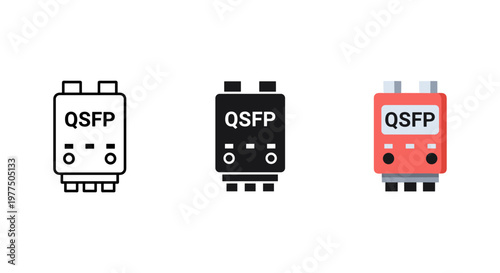 QSFP module connectors in white, black, and red