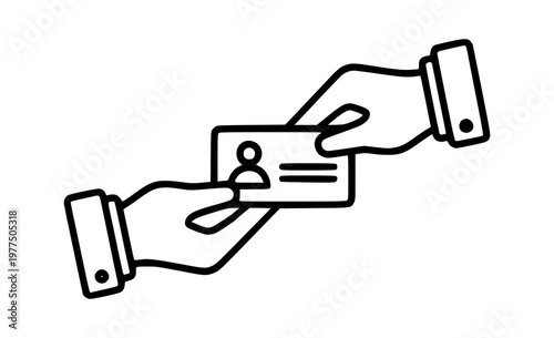 Bild auf Leinwand handing over a business card icon