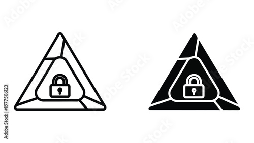 Contrast between secure and insecure triangular network connections with padlock icons