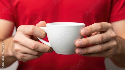 Wallpaper Mural Person holding white coffee cup Torontodigital.ca