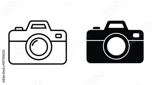 Contrast between a white and black camera icon design in minimalist style