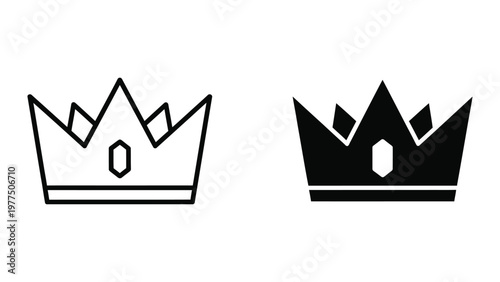 Contrast between a white and black chess king crown illustration