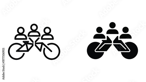 Comparison of traditional and modern bicycle designs with riders