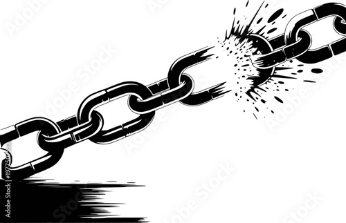 Breaking Chain Symbolizing Freedom Strength and Overcoming Obstacles link metal