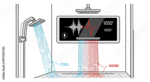 Smart shower panel with temperature display and controls