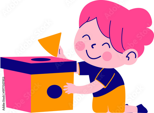 playful kids illusrtration on playground. play puzzles
