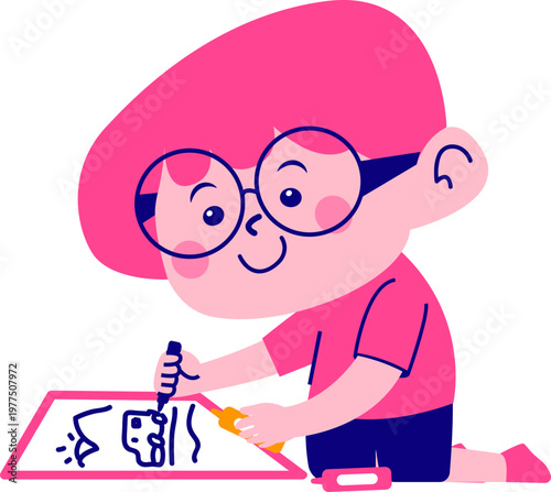 playful kids illusrtration on playground. is coloring a picture book