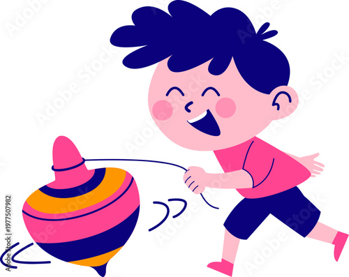 playful kids illusrtration on playground. play tops