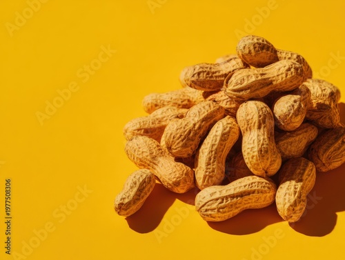 Wallpaper Mural Pile of raw peanuts on yellow background Torontodigital.ca