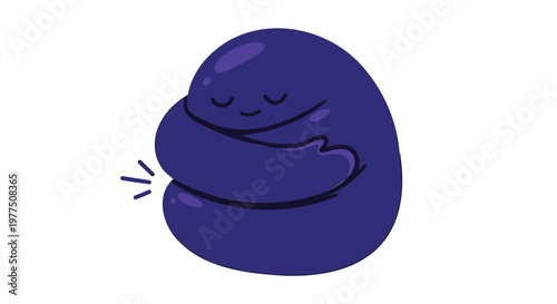 Cute, sleeping, purple blob, cartoon character, emoticon