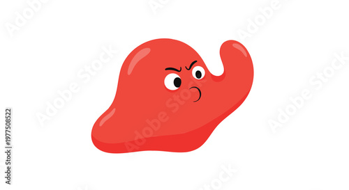 funny stomach, angry organ, cartoon digestive system, red belly