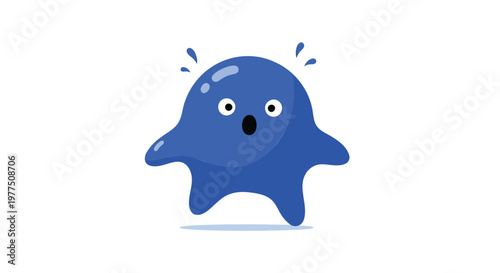 Blue cartoon ghost, surprised emoticon, vector illustration, emoticon face