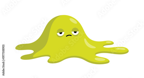 Cartoon slime, green blob, emoticon face, vector illustration, funny character