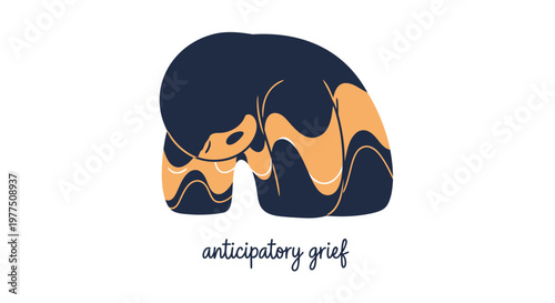 Sadness, emotional pain, grief, and loss concept icon, anticipatory grief vector symbol