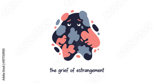 Emotional abstract illustration, grief concept, estrangement symbol, vector graphic