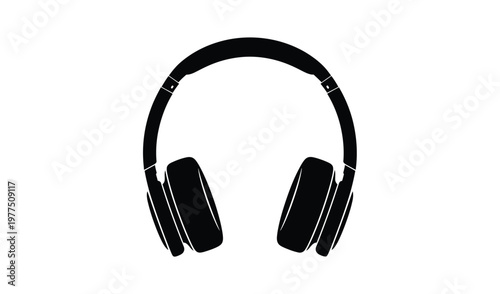 Black headphones on white background for music or audio concept isolated on white background