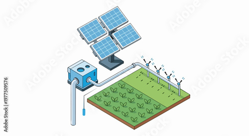 Isometric Solar-Powered Smart Irrigation System for Sustainable Agriculture and Green Technology