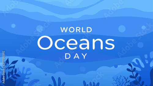 Celebrating world oceans day with vibrant underwater scenery and marine life