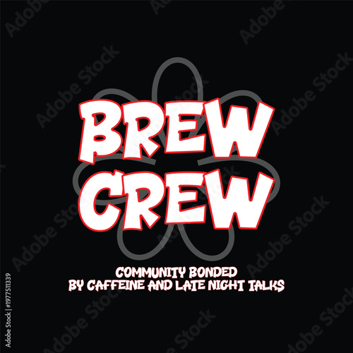 brew crew retro bubble streetwear typography t-shirt design