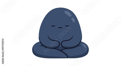 Cute cartoon blue blob character, smiling face, vector illustration, flat design