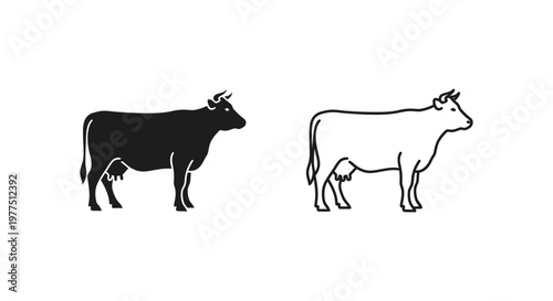 Cows and Calves: Iconic Silhouette Designs Vector