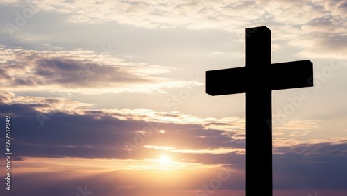 Wallpaper Mural Silhouette of a Christian cross at sunset Torontodigital.ca