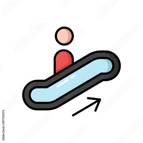 excalator line colored icon illustration vector graphic.eps