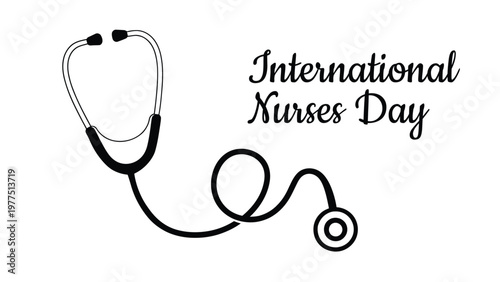 International nurses day illustration with stethoscope line art design representing healthcare care compassion medical support nursing profession appreciation and wellness