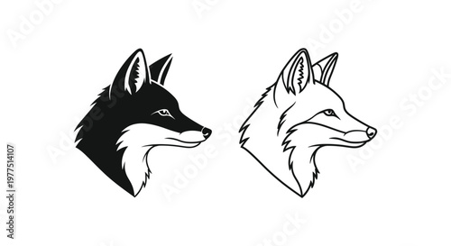 Fox vs Coyote Silhouette Art Designs Vector